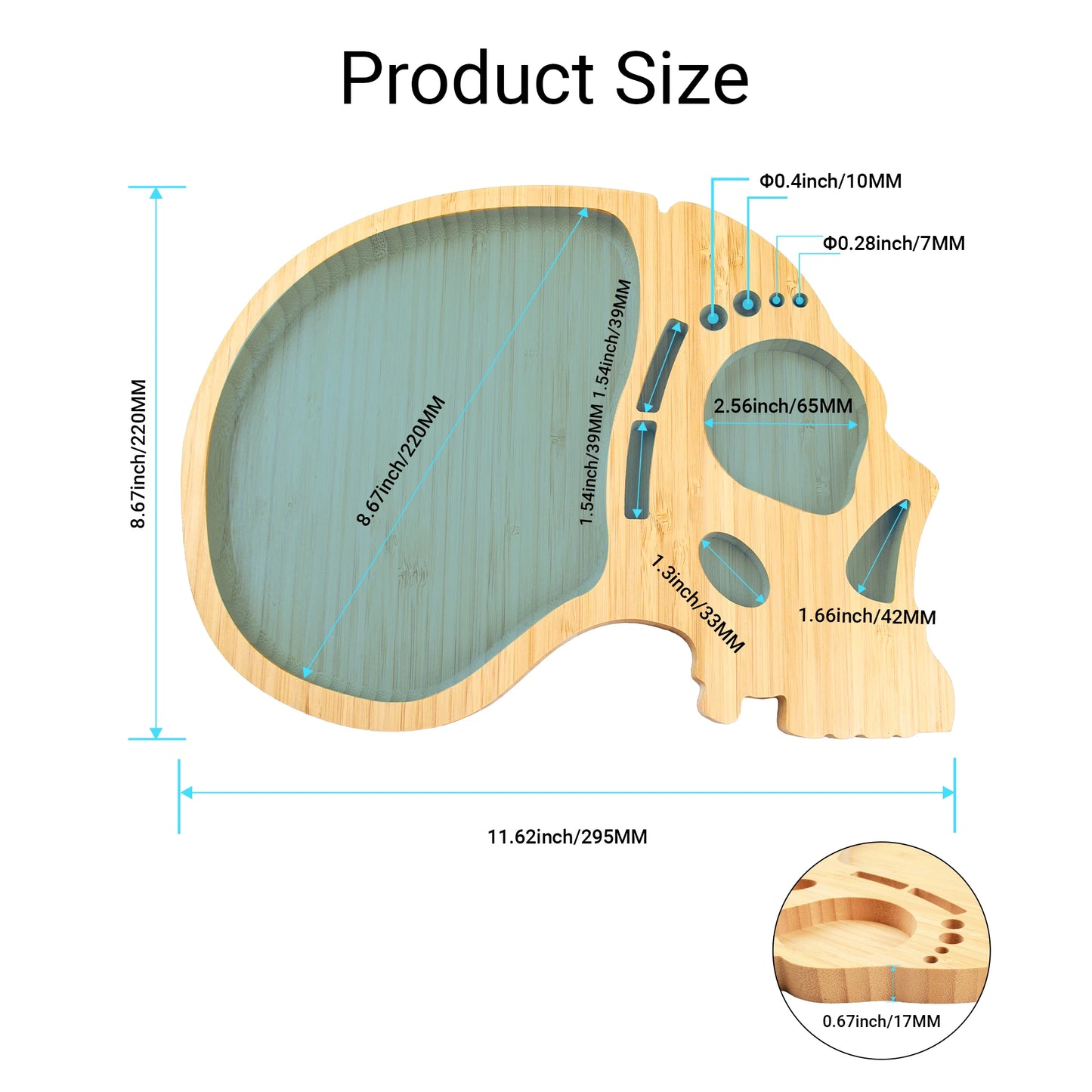 Bamboo Rolling Tray, Durable Large Smoke Tray, Cigarette Tray with Rolling Paper Grinder Filter-tips Cigarette and Lighter Slot