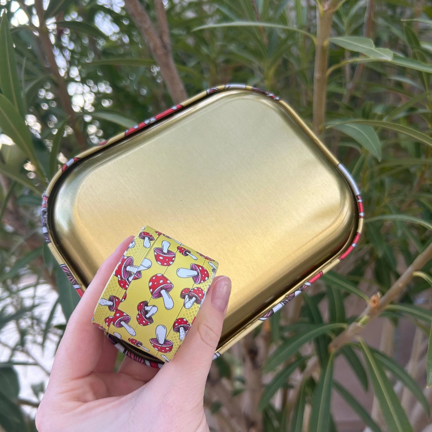 Mushroom Rolling Tray & Herb Grinder Set