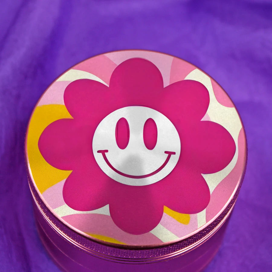 TOP Flower Happy Face Women Grinder 40MM Sweet Pink Grinder Machine Small 4 Layers Metal Crusher Gifts Smoking Accessories