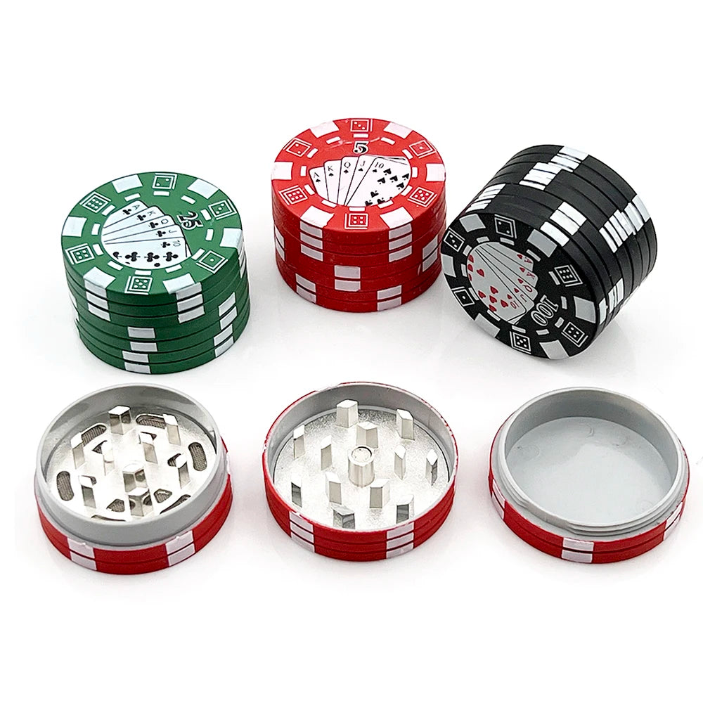 Poker Tobacco Grinder Chip 3 Parts Style Spice Cutter 40mm Herb Cutter Smoking Accessories Gadget Tools